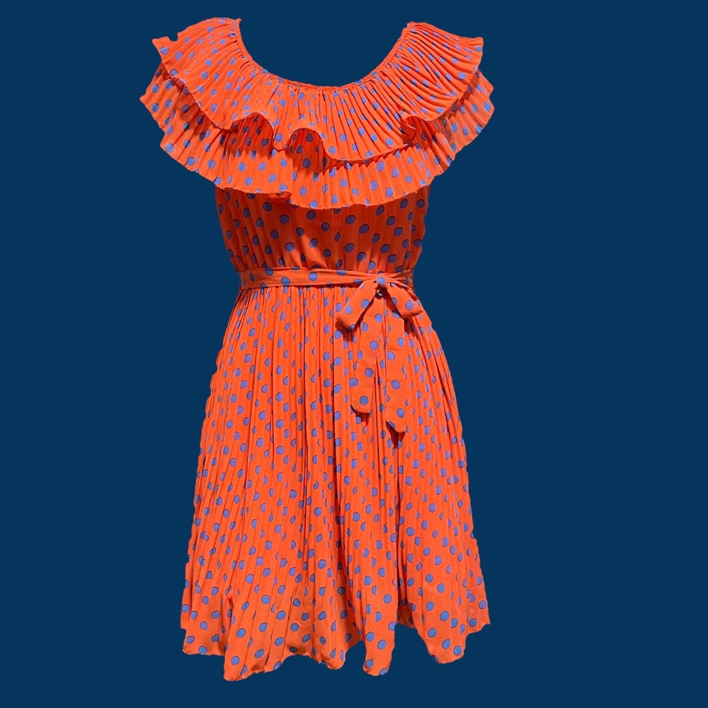 Moon River CUTE Polka Dotted Pleated Dress!  Small